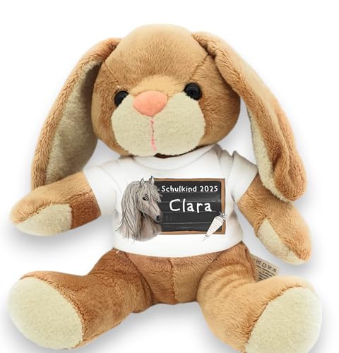 Kilala Personalisiertes Einschulungskuscheltier – Schulkind 2025 – Plüschfigur mit Wunschname – Geschenk zur Einschulung – 21 cm – viele Motive (Pferdekopf/Tafel) von Kilala