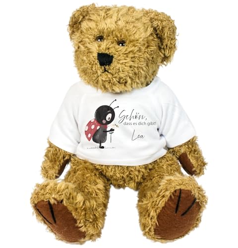 Kilala Teddybär mit Namen - Geschenk zur Geburt, Glückskäfer Marienkäfer Plüschtier Bär (Schön, das es Dich gibt!) von Kilala