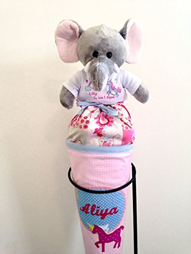 Kilala personalisierter Elefant Kuscheltier 2023 für die Zuckertüte Schultüte mit Wunschname zur Einschulung Glücksbringer von Kilala