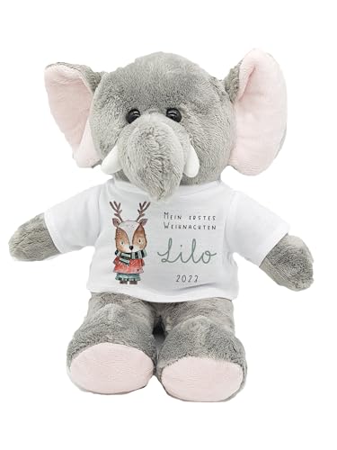 Kilala personalisierter Elefant Kuscheltier Mein erstes Weihnachten Christmas Plüschtier mit Namen (REH) von Kilala