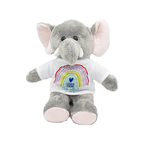 Kuscheltier Elefant Gute Besserung mit Wunschname personalisiert Trostspender für Groß & Klein bei Krankheit (Regenbogen) von Kilala