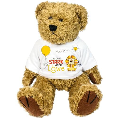 Teddy Kuscheltier Bär Stofftier Gute Besserung mit Wunschname personalisiert Trostspender für Groß & Klein bei Krankheit (Löwe) von Kilala