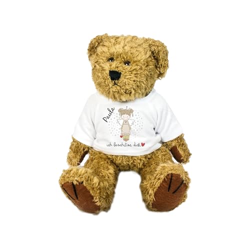Teddy Kuscheltier Bär Stofftier Gute Besserung mit Wunschname personalisiert Trostspender für Groß & Klein bei Krankheit (Schutzengel grün/rot) von Kilala