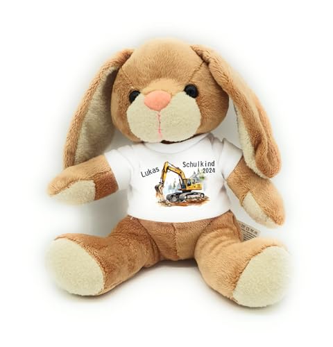 personalisierter Hase Bagger Kuscheltier 2023 für die Zuckertüte Schultüte mit Geschenk Einschulung 1. Klässler (Bagger) von Kilala