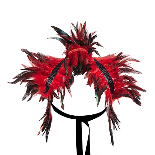 KimFuLai Gothic Erwachsene Federumhang Schnürung Schal für Halloween Cosplay Party Damen Herren Flügel Cosplay Kostüm Requisiten (Rot, Einheitsgröße) von KimFuLai