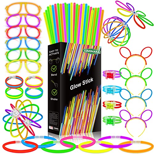 Kimimara Knicklichter, 100 Leuchtstäbe mit 122 Anschlüssen, Verbinder für Armbänder und ein Brillenset, Leuchtspielzeug für Kinder Kimimara Knicklichter, 100 Leuchtstäbe mit 122 Anschlüssen, Verbinder für Armbänder und ein Brillenset, Leuchtspielzeug für Kinder von Kimimara