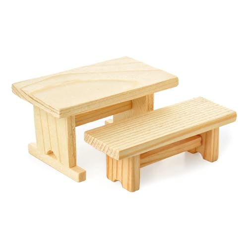 Bank und Tisch, Miniatur, aus Holz von Kimmerle