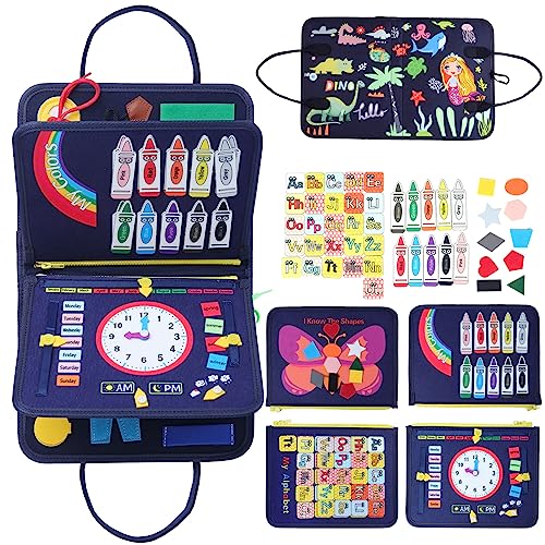 Kimmouzu Busy Board für Kleinkinder, 4 Schichten 25 in 1 Activity Board Montessori Spielzeug Grundkenntnisse Erlernen Lernspielzeug für Vorschulkinder, Geschenk für ab 3 4 Jahre Jungen und Mädchen von Kimmouzu