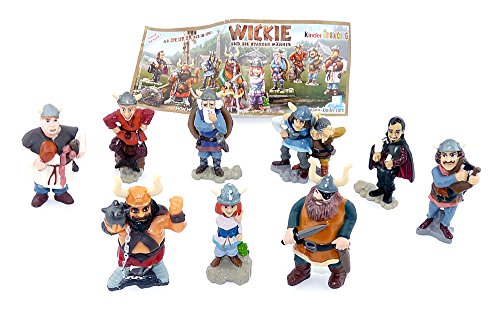Kinder Überraschung, Alle 9 Figuren von Wickie und die starken Männer mit 1 Beipackzettel zur Serie (Komplettsätze) von Kinder