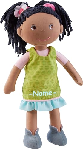 Haba Anziehpuppe Individuell Bestickt Mit Name - Kleine Puppe ca. 30 cm ab 1 Jahr Mit Stoffkörper und Funktion für Mädchen von Kinderhaus Blaubär