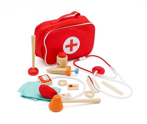 Kinderlly Arztköfferchen Kinder Holz Spielset Arztkoffer mit Stethoskop Thermometer Spritze Medikamentenflaschen Druckanzeige - Arzttasche Doktorkoffer Set zum Rollenspiel Spielzeug ab 3 Jahre Kinderlly Arztköfferchen Kinder Holz Spielset Arztkoffer mit Stethoskop Thermometer Spritze Medikamentenflaschen Druckanzeige - Arzttasche Doktorkoffer Set zum Rollenspiel Spielzeug ab 3 Jahre von Kinderlly