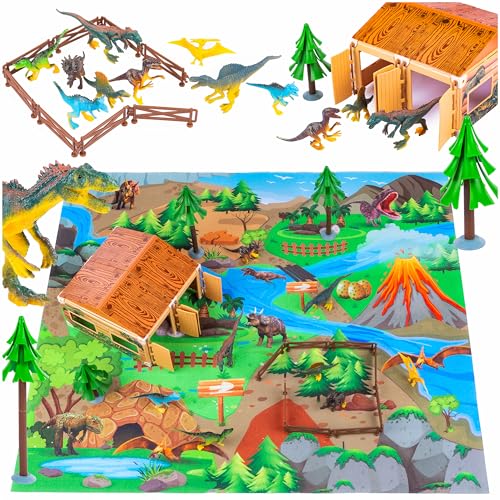 Kinderplay Dinosaurier Spielzeug Set mit Spielmatte – 72-teilig Dino Figuren Set für Kinder – Bauernhof Gehege, Dino Welt, Landschaft & Spielteppich Dinosaurier – ab 3 Jahre Kinderplay Dinosaurier Spielzeug Set mit Spielmatte – 72-teilig Dino Figuren Set für Kinder – Bauernhof Gehege, Dino Welt, Landschaft & Spielteppich Dinosaurier – ab 3 Jahre von Kinderplay