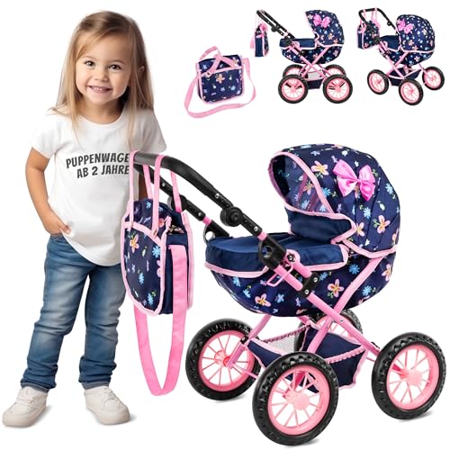 Kinderplay Puppen-Kinderwagen, tiefes faltbares Design mit verstellbarem Griff und Tasche KP0262I Kinderplay Puppen-Kinderwagen, tiefes faltbares Design mit verstellbarem Griff und Tasche KP0262I von Kinderplay