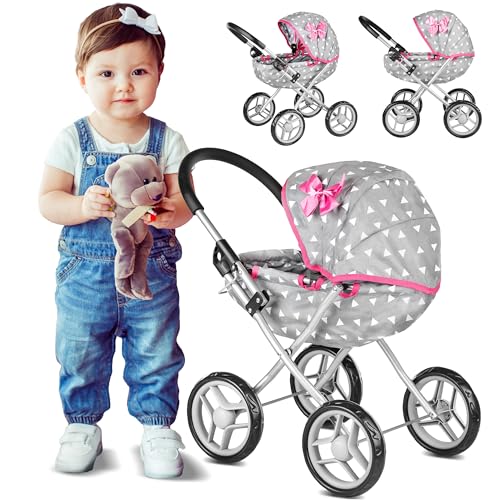 Kinderplay Puppenwagen ab 1 2 3 Jahre, Kinderwagen Spielzeug - Puppenwagen Kombi, Leichte und Stabile Konstruktion, Puppenbuggy Griffhöhe: 54 cm, Spielzeug Draussen, KP0260 (Grau) Kinderplay Puppenwagen ab 1 2 3 Jahre, Kinderwagen Spielzeug - Puppenwagen Kombi, Leichte und Stabile Konstruktion, Puppenbuggy Griffhöhe: 54 cm, Spielzeug Draussen, KP0260 (Grau) von Kinderplay