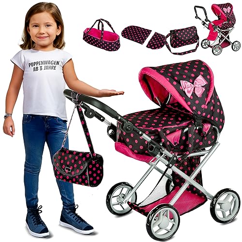 Kinderplay Puppenwagen ab 1 2 3 Jahre Kinderwagen Spielzeug - 3 in 1, Puppenwagen mit Herausnehmbarer Tragetasche und Umhängetasche, Höhenverstellbar 34.5 cm bis 64 cm, KP0200G Kinderplay Puppenwagen ab 1 2 3 Jahre Kinderwagen Spielzeug - 3 in 1, Puppenwagen mit Herausnehmbarer Tragetasche und Umhängetasche, Höhenverstellbar 34.5 cm bis 64 cm, KP0200G von Kinderplay