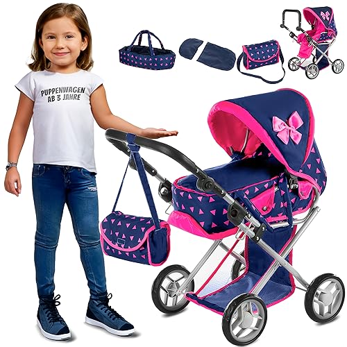 Kinderplay Puppenwagen ab 1 2 3 Jahre Kinderwagen Spielzeug - 3 in 1, Puppenwagen mit Herausnehmbarer Tragetasche und Umhängetasche, Höhenverstellbar 36.5 cm bis 64 cm, KP0200T Kinderplay Puppenwagen ab 1 2 3 Jahre Kinderwagen Spielzeug - 3 in 1, Puppenwagen mit Herausnehmbarer Tragetasche und Umhängetasche, Höhenverstellbar 36.5 cm bis 64 cm, KP0200T von Kinderplay