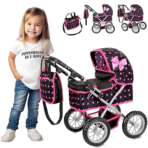Kinderplay Puppenwagen ab 2 Jahre, Kinderwagen Puppen - Leichte und Stabile Konstruktion, Kinderpuppenwagen ab 3 Jahre, Höhenverstellbar von 33 bis 63 cm, KP0261R Kinderplay Puppenwagen ab 2 Jahre, Kinderwagen Puppen - Leichte und Stabile Konstruktion, Kinderpuppenwagen ab 3 Jahre, Höhenverstellbar von 33 bis 63 cm, KP0261R von Kinderplay