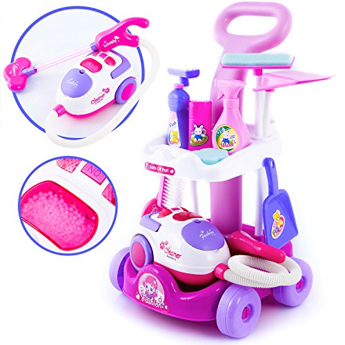 Putzwagen mit Staubsauger PINK Reinigungswagen KP2873 Spielzeug Spiel NEU … von Kinderplay