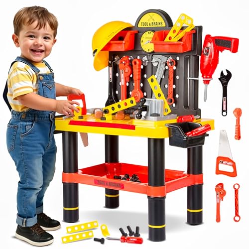 Kinderplay Werkstatt mit Batteriebetriebener Bohrmaschine und Helm, Arbeitsplatte, Werkzeugbank mit Zubehör, KP2646 Kinderplay Werkstatt mit Batteriebetriebener Bohrmaschine und Helm, Arbeitsplatte, Werkzeugbank mit Zubehör, KP2646 von Kinderplay