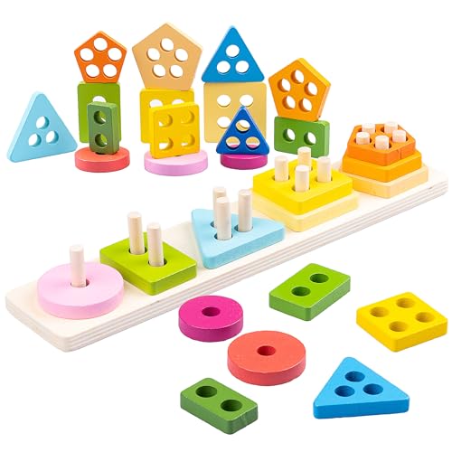 Montessori Holzspielzeug ab 2 Jahre – Lernspielzeug Kinder aus Holz – Motorikspielzeug Kleinkind Farben Formen – Sensorisches Spielzeug Montessori Methode – Geschenk für Jungen Mädchen Montessori Holzspielzeug ab 2 Jahre – Lernspielzeug Kinder aus Holz – Motorikspielzeug Kleinkind Farben Formen – Sensorisches Spielzeug Montessori Methode – Geschenk für Jungen Mädchen von Kinderplay