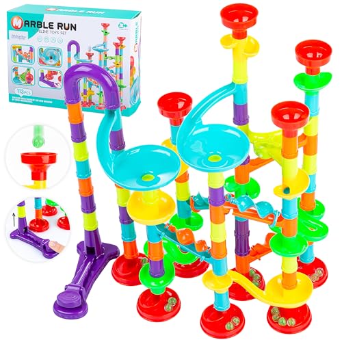 Murmelbahn Bausteine Set – 113 Teile Kugelbahn ab 3 Jahre – STEM Lernspielzeug mit 50 Glasmurmeln – Leuchtende Murmeln – Kreative Konstruktion aus ABS – Geschenkidee für Kinder Murmelbahn Bausteine Set – 113 Teile Kugelbahn ab 3 Jahre – STEM Lernspielzeug mit 50 Glasmurmeln – Leuchtende Murmeln – Kreative Konstruktion aus ABS – Geschenkidee für Kinder von Kinderplay