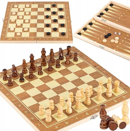 Schachspiel aus Holz, Dame-Set, 3-in-1, Brettspiel für Kinder und Erwachsene Schachspiel aus Holz, Dame-Set, 3-in-1, Brettspiel für Kinder und Erwachsene von Kinderplay