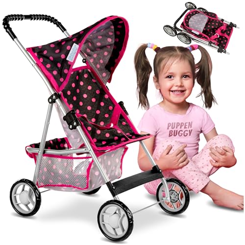 Kinderplay Puppenwagen, Puppenbuggy ab 3 Jahre - Puppen Buggy Puppe mit Anschnallgurt und Einkaufsnetz | Kinderwagen mit Leichtgängiger Räder und weichem Soft-Griff | Puppenbuggy ab 4 Jahre, KP0280G Kinderplay Puppenwagen, Puppenbuggy ab 3 Jahre - Puppen Buggy Puppe mit Anschnallgurt und Einkaufsnetz | Kinderwagen mit Leichtgängiger Räder und weichem Soft-Griff | Puppenbuggy ab 4 Jahre, KP0280G von Kinderplay