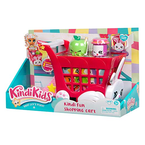 Kindi Kids Einkaufswagen Spielset im Hasen-Design mit wackelnden Ohren und 2 Shopkin-Zubehörteilen, bunt/Mehrfarbig, passendes Spielset Puppen (50001) von Kindi Kids
