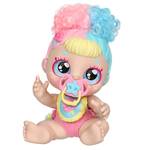 Kindi Kids Pastel Sweets Scented Kisses Little Sister Official Baby Doll with Big Glitter Eyes, Chubby, Squishy Arms and Legs, Removeable Nappy, Dummy and Bib von Kindi Kids