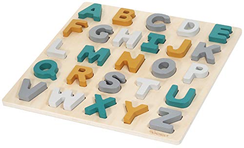 Kindsgut ABC-Puzzle, Buchstaben Holzpuzzle in dezenten Farben, umweltfreundliche Materialien, frei von Schadstoffen, Caspar von Kindsgut