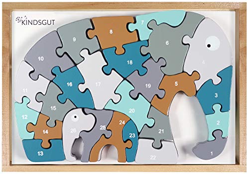 Kindsgut Buchstaben-Puzzle aus Holz, Lern-Spielzeug für Klein-Kinder, fördert die Motorik, spielerisch die Buchstaben Lernen, hochwertige Qualität, Schlichtes Design und dezente Qualität, Elefant von Kindsgut
