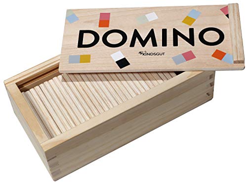 Kindsgut Domino aus Holz, Legespiel für Kleinkinder und Kinder, schönes Geschenk in dezenten Farben und schlichtem Design für Spiel-Spaß, hochwertige Qualität, Tiere von Kindsgut