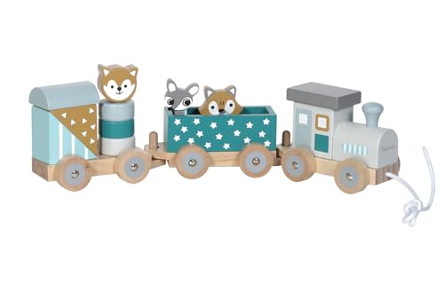 Kindsgut Holz-Eisenbahn, mit Holzbausteinen und Zoo-Tieren, dezente Farben und hochwertige Qualität, umweltfreundliche Materialien und frei von Schadstoffen, Petrol Kindsgut Holz-Eisenbahn, mit Holzbausteinen und Zoo-Tieren, dezente Farben und hochwertige Qualität, umweltfreundliche Materialien und frei von Schadstoffen, Petrol von Kindsgut