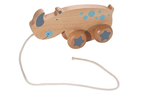 Kindsgut Holz-Ziehtier, Nachzieh-Tier für Babys und Kleinkinder, Spiel-Spaß aus Holz in dezenten Farben und schlichtem Design, hochwertige Qualität, Nashorn von Kindsgut