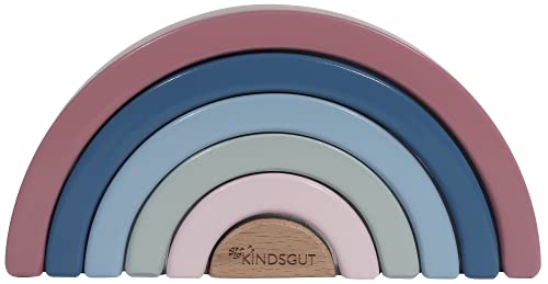 Kindsgut Holzregenbogen für Kleinkinder, Spielzeug zum stapeln und sortieren in hochwertiger Qualität, Schlichtes Design und dezente Farben für Spielspaß, schönes Geschenk, Regenbogen von Kindsgut