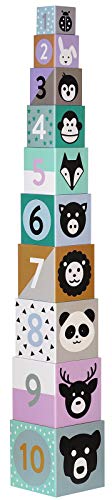 Kindsgut Karton-Stapelturm mit Tieren, Mustern und Zahlen, Stabiler und hochwertiger Karton, dezente und Moderne Farben, kindgerecht von Kindsgut