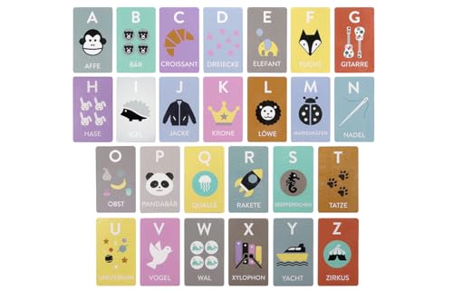 Kindsgut Lernspiel Buchstaben aus Holz, spielerisch das Alphabet Lernen, Schlichtes Design und dezente Farben, ideal für unterwegs und als Geschenk, ABC Kinderspiel von Kindsgut