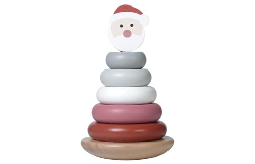 Kindsgut Stapelturm Weihnachtsmann aus Holz, Lernspielzeug zur Förderung der Motorik für Kleinkinder, weihnachtliches Design, Deko, Geschenk für Kinder ab 12 Monate von Kindsgut