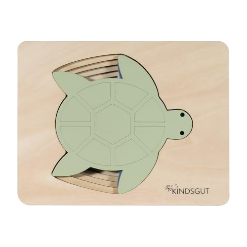 Kindsgut Tierpuzzle, Lagenpuzzle, Motorikspielzeug aus Holz, praktische Größe für zuhause und unterwegs, Schildkröte Kindsgut Tierpuzzle, Lagenpuzzle, Motorikspielzeug aus Holz, praktische Größe für zuhause und unterwegs, Schildkröte von Kindsgut