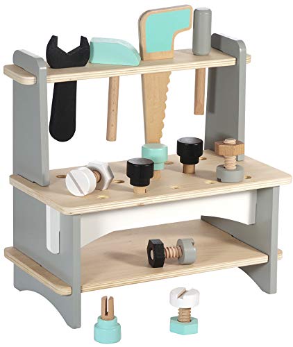 Kindsgut Werkbank aus Holz, Spiel-Spaß zum Bauen Schrauben und Hämmern, hochwertige Qualität, Schlichtes Design und dezente Farben, Motorik-Spielzeug, Kinder Kindsgut Werkbank aus Holz, Spiel-Spaß zum Bauen Schrauben und Hämmern, hochwertige Qualität, Schlichtes Design und dezente Farben, Motorik-Spielzeug, Kinder von Kindsgut