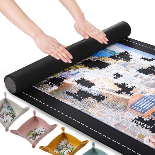 Kinelark Puzzlematte mit aufrollbarer Aufbewahrung & Schaumstoffrolle - rutschfeste Gummiunterseite, große Oberfläche für Puzzles, tragbar & platzsparend, ideal für Zuhause & Reisen Kinelark Puzzlematte mit aufrollbarer Aufbewahrung & Schaumstoffrolle - rutschfeste Gummiunterseite, große Oberfläche für Puzzles, tragbar & platzsparend, ideal für Zuhause & Reisen von Kinelark