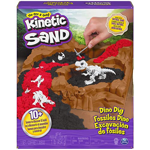 Kinetic Sand, Dino Dig-Spielset mit 10 in kinetischem Sand versteckten Dinosaurier-Knochen zum Entdecken, für Kinder ab 6 Jahren von Kinetic Sand