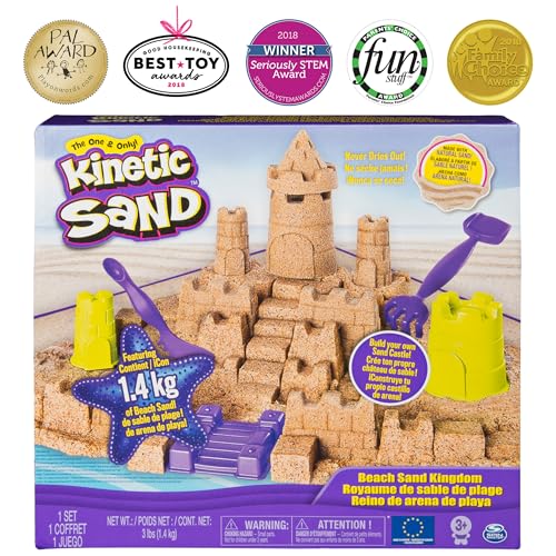 Kinetic Sand Sandburgen Set - mit 1,4 kg original magischem kinetischen Sand aus Schweden, 6 Förmchen und 2 Werkzeugen, für Kinder ab 3 Jahren von Kinetic Sand
