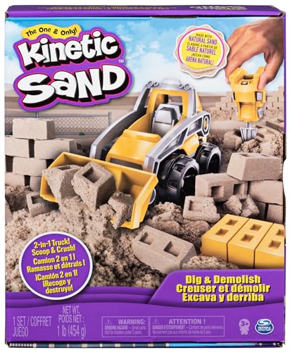 Kinetic Sand Baustellen Set - mit 454 g magischem Sand in Naturbraun, Bagger und Werkzeugen für kreatives Indoor-Sandspiel, für Kinder ab 3 Jahren von Kinetic Sand