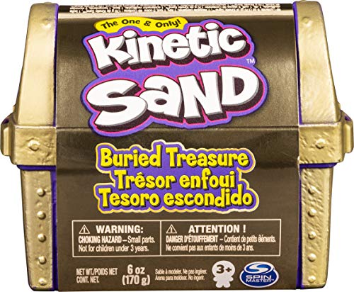 Kinetic Sand 6054831 Buried Treasure Playset with 170g of and Surprise Hidden Tool (Style May Vary) 170 g Spielset mit verstecktem Überraschungswerkzeug (Stil kann variieren), grau von Kinetic Sand