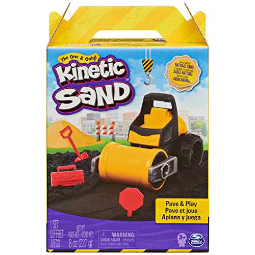 Kinetic Sand 6056481 Pave Play Construction Set with Vehicle Black, for Kids Aged 3 and Up Pavé-und Spiel-Bauset mit Fahrzeug und 227g schwarzem kinetischen Sand für Kinder ab 3 Jahren, 6059399 von Kinetic Sand