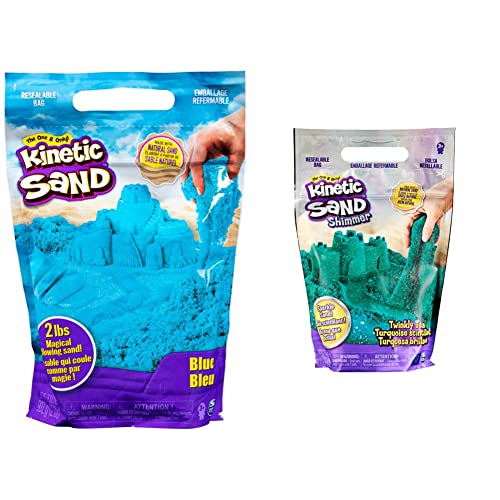 Kinetic Sand 6061464 Blau, Beutel, 907 g-magischer Sand aus Schweden für Indoor-Sandspiel & Schimmersand Petrol, 907 g - blaugrüner Glitzersand für Indoor-Sandspiel aus Schweden von Kinetic Sand
