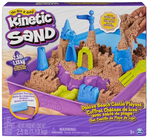 Kinetic Sand Deluxe Strandspaß Spielset - mit 1,1 kg Sand und vielfältigen Förmchen und Zubehör für kreatives Indoor-Sandspiel, für Kinder ab 3 Jahren von Kinetic Sand