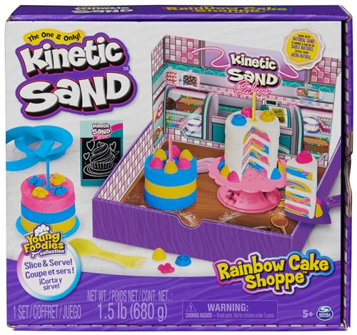 Kinetic Sand Magischer Sand – Rainbow Cake Shoppe – 680 g Sand Gelb, Rosa, Blau und Weiß, Vanilleduft – Bastelset für Kinder, sensorisches Spielzeug, 6068029 – Spielzeug für Kinder 5 Jahre + von Kinetic Sand