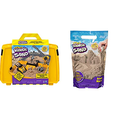 Kinetic Sand Baustellen Koffer mit 907 g Kinetic Sand & 907 g Beutel mit magischem Indoor-Spielsand naturbraun von Kinetic Sand